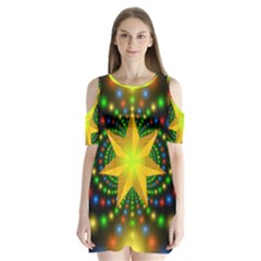 Christmas Star Fractal Symmetry Shoulder Cutout Velvet One Piece by Sapixe