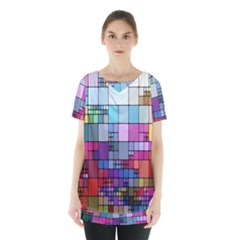 Color Abstract Visualization Skirt Hem Sports Top by Sapixe