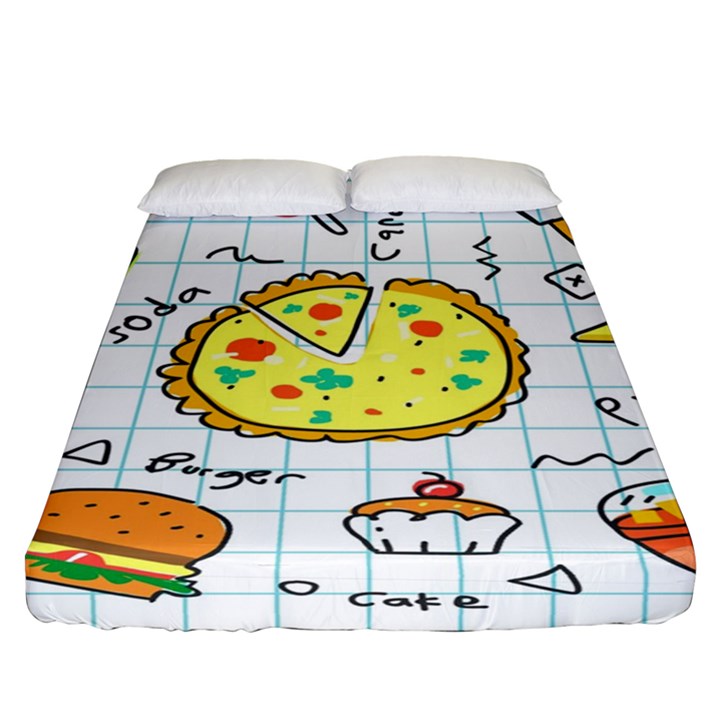 Colorful Doodle Soda Cartoon Set Fitted Sheet (Queen Size)