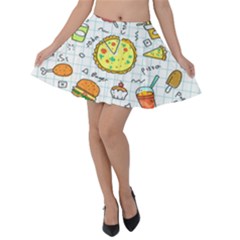 Colorful Doodle Soda Cartoon Set Velvet Skater Skirt by Sapixe