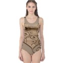 Wood Sculpt Carved Background One Piece Swimsuit View1