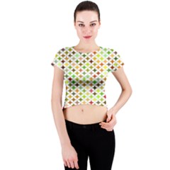 Background Multicolored Star Crew Neck Crop Top by Sapixe