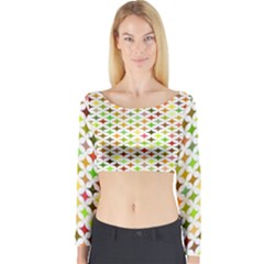 Background Multicolored Star Long Sleeve Crop Top by Sapixe