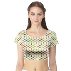 Background Multicolored Star Short Sleeve Crop Top by Sapixe