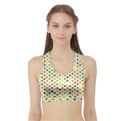 Background Multicolored Star Sports Bra With Border