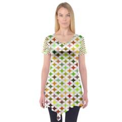 Background Multicolored Star Short Sleeve Tunic  by Sapixe