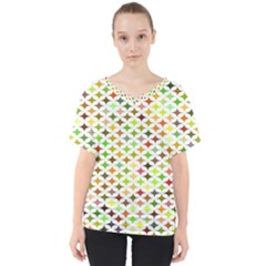 Background Multicolored Star V-neck Dolman Drape Top by Sapixe