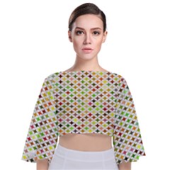 Background Multicolored Star Tie Back Butterfly Sleeve Chiffon Top by Sapixe