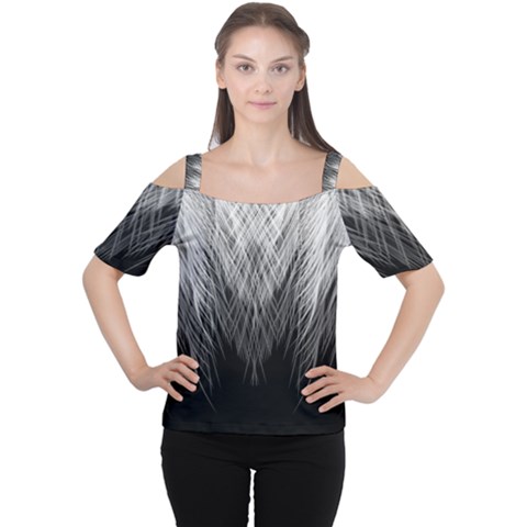 Feather Graphic Design Background Cutout Shoulder Tee by Sapixe