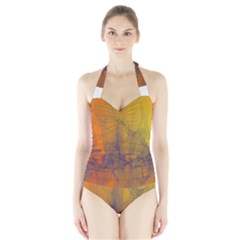 Fiesta Colorful Background Halter Swimsuit by Sapixe