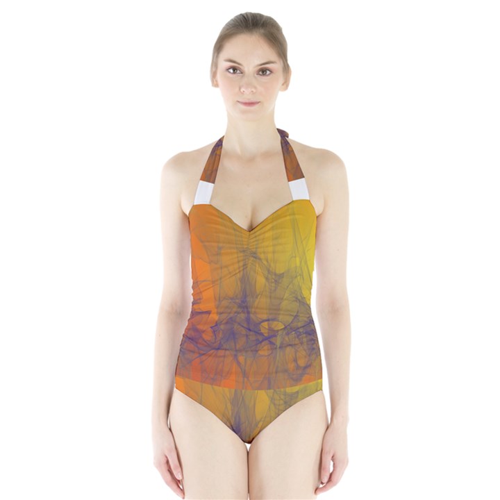 Fiesta Colorful Background Halter Swimsuit