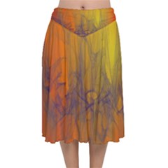 Fiesta Colorful Background Velvet Flared Midi Skirt by Sapixe