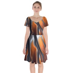 Fractal Structure Mathematics Short Sleeve Bardot Dress by Sapixe