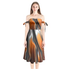 Fractal Structure Mathematics Shoulder Tie Bardot Midi Dress by Sapixe