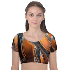 Fractal Structure Mathematics Velvet Short Sleeve Crop Top 