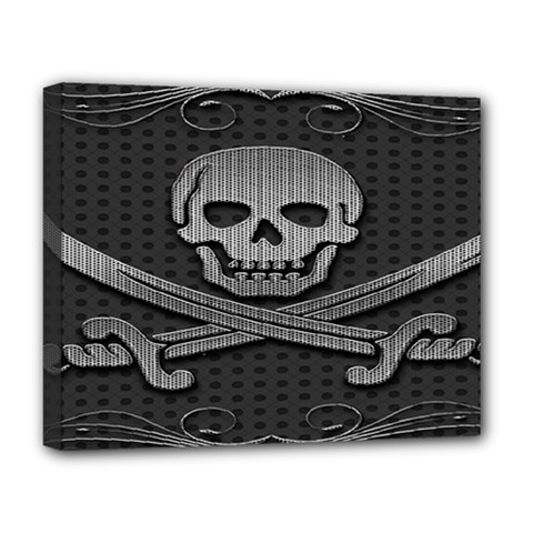 Skull Metal Background Carved Deluxe Canvas 20  X 16   by Sapixe