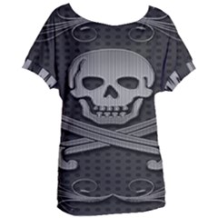 Skull Metal Background Carved Women s Oversized Tee