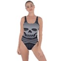 Skull Metal Background Carved Bring Sexy Back Swimsuit View1