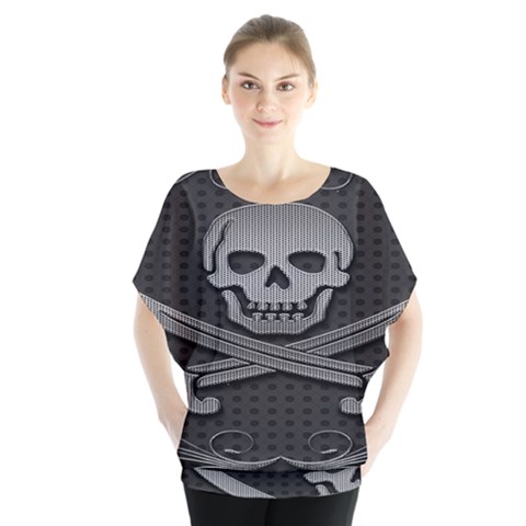 Skull Metal Background Carved Blouse by Sapixe