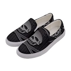 Skull Metal Background Carved Women s Canvas Slip Ons by Sapixe