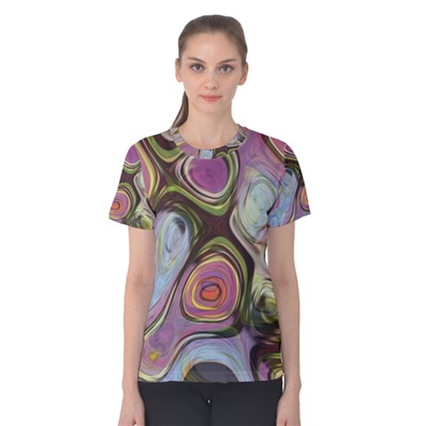 Retro Background Colorful Hippie Women s Cotton Tee by Sapixe