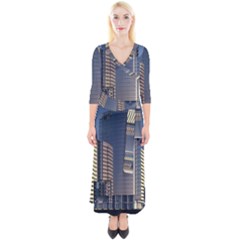 Skyscraper Skyscrapers Building Quarter Sleeve Wrap Maxi Dress by Sapixe