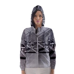 Architecture Stairs Steel Abstract Hooded Wind Breaker (women) by Sapixe