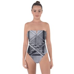 Architecture Stairs Steel Abstract Tie Back One Piece Swimsuit by Sapixe