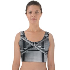 Architecture Stairs Steel Abstract Velvet Crop Top