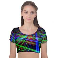 Electronics Board Computer Trace Velvet Short Sleeve Crop Top 