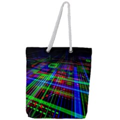 Electronics Board Computer Trace Full Print Rope Handle Tote (large) by Sapixe