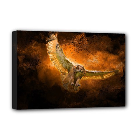 Art Creative Graphic Arts Owl Deluxe Canvas 18  X 12   by Sapixe