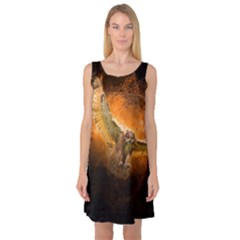 Art Creative Graphic Arts Owl Sleeveless Satin Nightdress by Sapixe