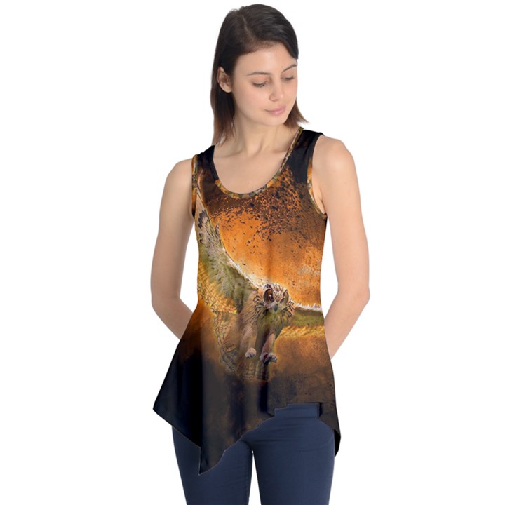 Art Creative Graphic Arts Owl Sleeveless Tunic