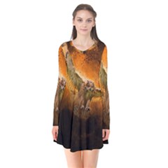 Art Creative Graphic Arts Owl Flare Dress by Sapixe