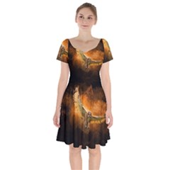 Art Creative Graphic Arts Owl Short Sleeve Bardot Dress by Sapixe