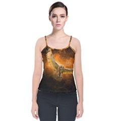 Art Creative Graphic Arts Owl Velvet Spaghetti Strap Top by Sapixe