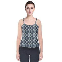 Intersecting Geometric Design Velvet Spaghetti Strap Top by dflcprints