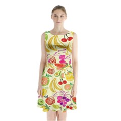 Seamless Pattern Desktop Decoration Sleeveless Waist Tie Chiffon Dress