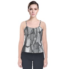 Abstract Black And White Background Velvet Spaghetti Strap Top by Sapixe