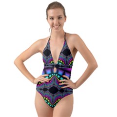 Fractal Art Artwork Digital Art Halter Cut-out One Piece Swimsuit by Sapixe