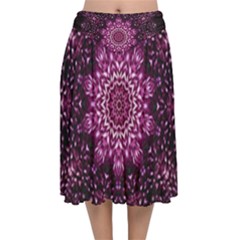 Background Abstract Texture Pattern Velvet Flared Midi Skirt