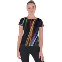 Lines Rays Background Light Short Sleeve Sports Top  by Sapixe