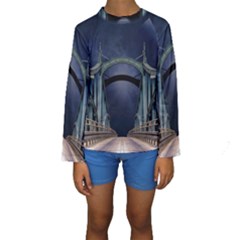 Bridge Mars Space Planet Kids  Long Sleeve Swimwear by Sapixe