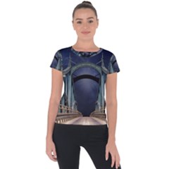 Bridge Mars Space Planet Short Sleeve Sports Top  by Sapixe