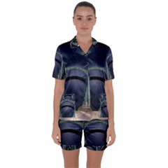 Bridge Mars Space Planet Satin Short Sleeve Pyjamas Set by Sapixe