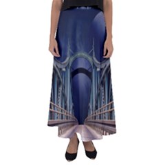 Bridge Mars Space Planet Flared Maxi Skirt by Sapixe