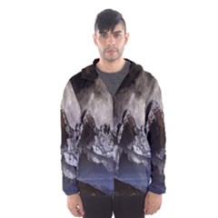 Mountains Moon Earth Space Hooded Wind Breaker (men) by Sapixe