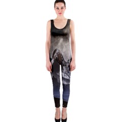 Mountains Moon Earth Space One Piece Catsuit by Sapixe