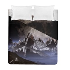 Mountains Moon Earth Space Duvet Cover Double Side (full/ Double Size)